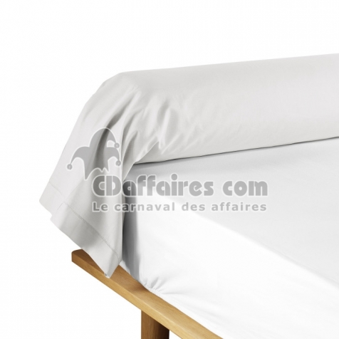 Taie de traversin 85 x 185 cm uni 57 fils lina  +point bourdon Blanc