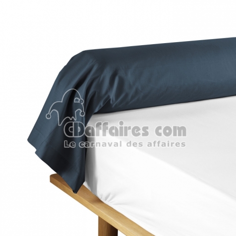 Taie de traversin 85 x 185 cm uni 57 fils lina  +point bourdon Bleu