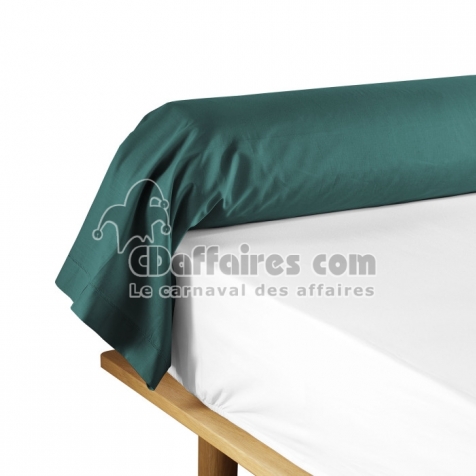 Taie de traversin 85 x 185 cm uni 57 fils lina  +point bourdon Emeraude