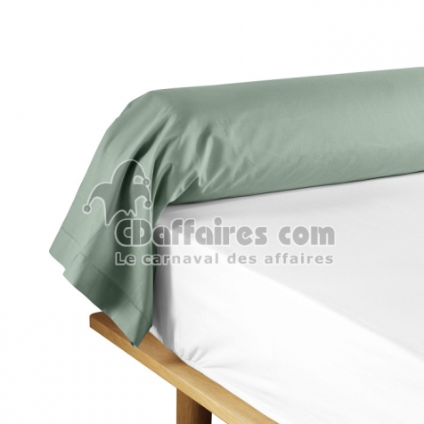 Taie de traversin 85 x 185 cm uni 57 fils lina  +point bourdon Sauge