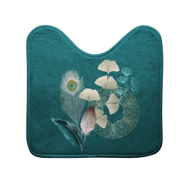 Tapis contour wc 45 x 45 cm microfibre imprim&eacute; Ginkoblue