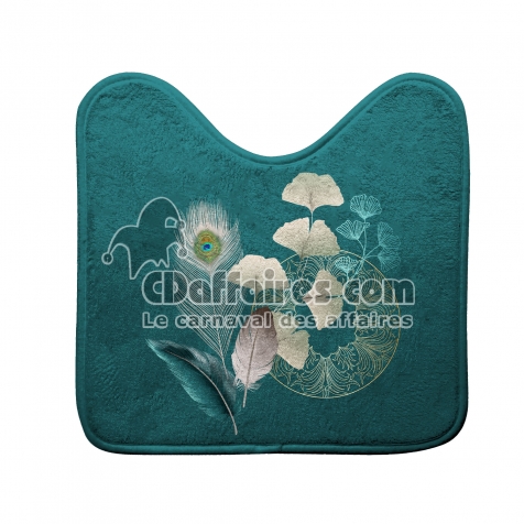 Tapis contour wc 45 x 45 cm microfibre imprim&eacute; Ginkoblue