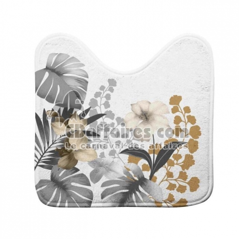 Tapis contour wc 45 x 45 cm microfibre imprimee kelly  des. place Blanc