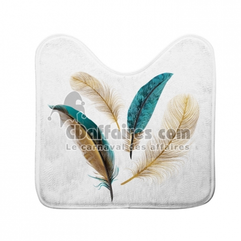 Tapis contour wc 45 x 45 cm microfibre imprimee metallisee plumiss des. place Sans