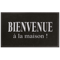 Tapis d'entree rectangle 45 x 75 cm pvc maison Noir/Gris