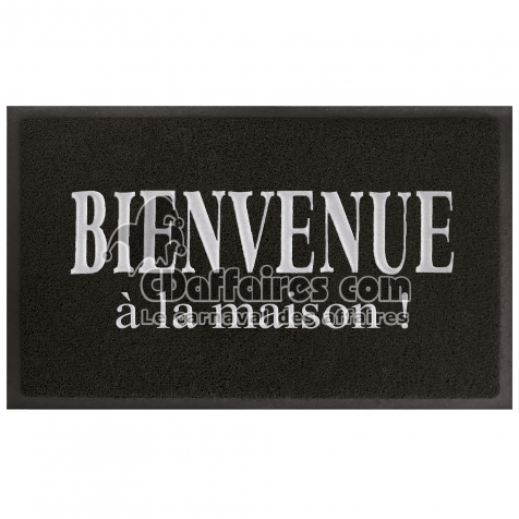 Tapis d'entree rectangle 45 x 75 cm pvc maison Noir/Gris
