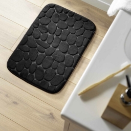 Tapis de bain 50 x 80 cm microfibre unie relief ricochet Noir