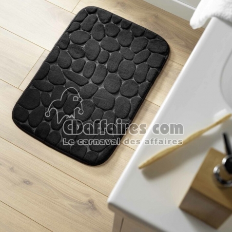 Tapis de bain 50 x 80 cm microfibre unie relief ricochet Noir