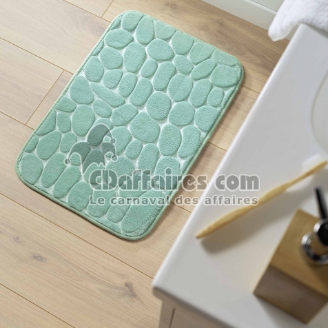 Tapis de bain 50 x 80 cm microfibre unie relief ricochet Tilleul