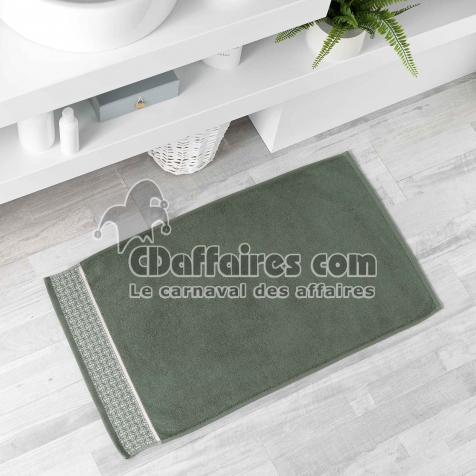 Tapis de bain 50 x 85 cm &eacute;ponge unie jacquard Belina Kaki