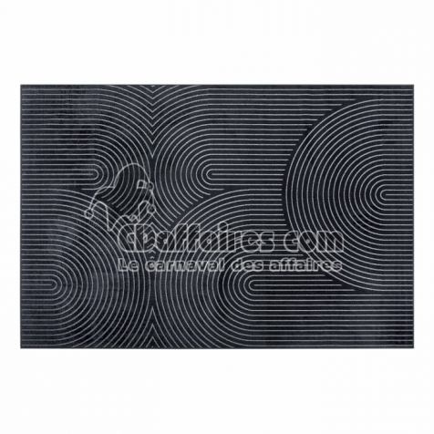 Tapis rectangle 140 x 200 cm viscose relief Géode - Anthracite