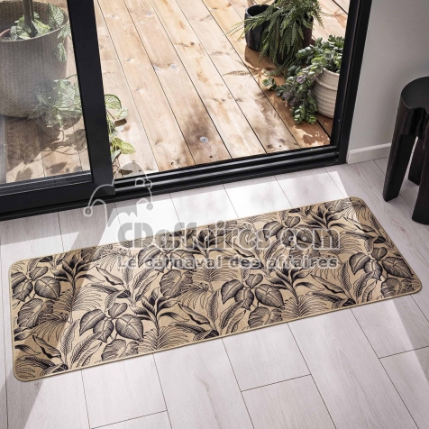 Tapis rectangle 45 x 120 cm tisse imprime stylis Noir