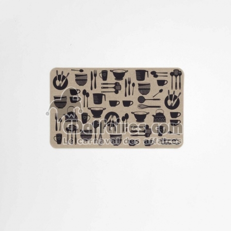 Tapis rectangle 45 x 75 cm tisse imprime kitchen Sans