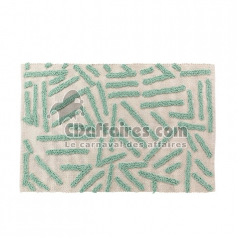 Tapis rectangle 60 x 90 cm coton/polyester tufte Athena Sauge