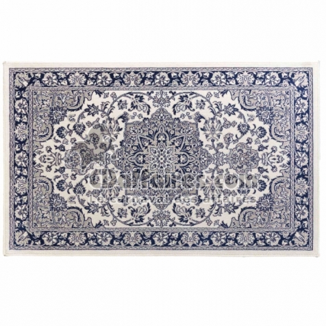 Tapis rectangle 68 x 110 cm viscose tissee cherine Bleu