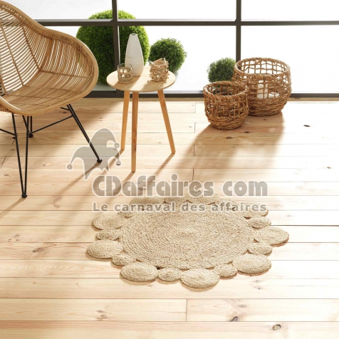 tapis rond déco (0) 90 cm jute ajouré Cordou