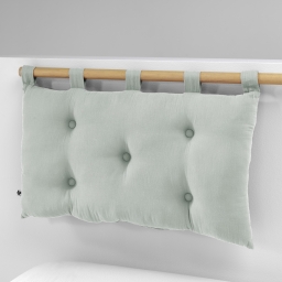 tête de lit 5 boutons avec passants 50 x 80 cm gaze de coton unie gaïa eucalyptus