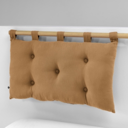 Tête de lit 5 boutons avec passants gaze de coton 50 x 80 cm Gaia Camel