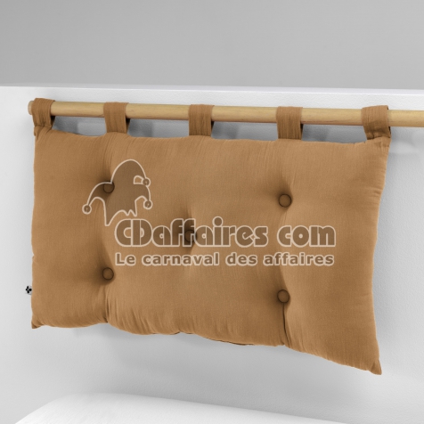Tête de lit 5 boutons avec passants gaze de coton 50 x 80 cm Gaia Camel