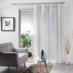 Voilage a anneaux 140 x 240 cm effet lin Milza Blanc
