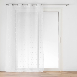 Voilage &agrave; &OElig;illets 140 x 240 cm - Voile Sabl&eacute; avec Pompons Pompinou