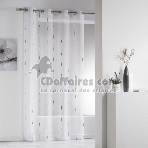 Voilage &agrave; &oelig;illets 140 x 260 cm voile sabl&eacute; fils chenille Chenilla gris