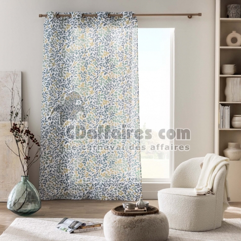Voilage &agrave; &oelig;illets 140 x 280 cm - Voile sabl&eacute; imprim&eacute; ILONA
