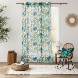 Voilage &agrave; &oelig;illets 140 x 280 cm - Voile sabl&eacute; imprim&eacute; m&eacute;tallis&eacute; ALOHA