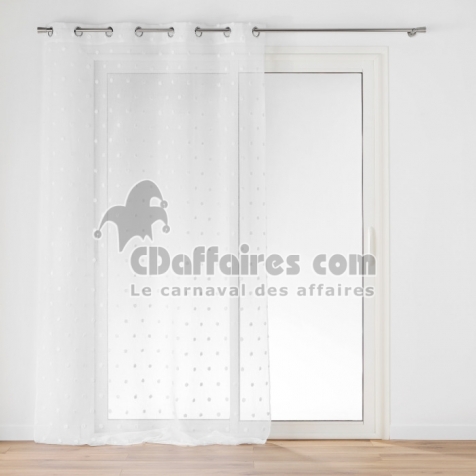 Voilage &agrave; &OElig;illets Grande Hauteur - 140 x 280 cm - Voile Sable avec Pompons Pompinou
