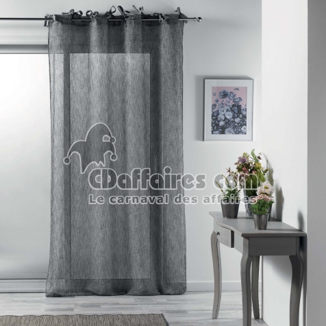 Voilage &agrave; nouettes 140 x 240 cm voile tiss&eacute; Charlotte Anthracite