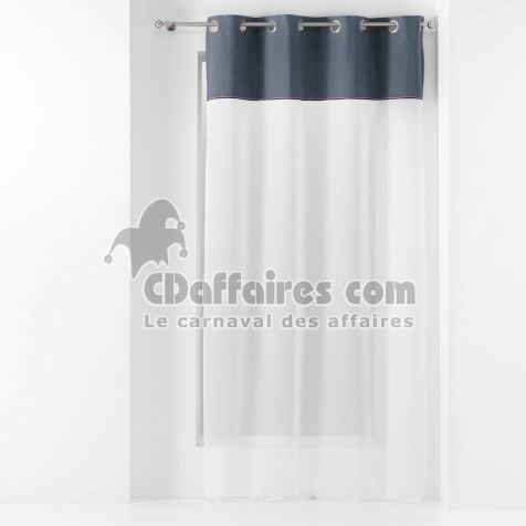 Voilage a oeillets 137 x 240 cm voile sabl&eacute; + haut coton Jolibel Gris