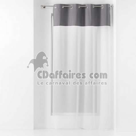 Voilage a oeillets 137 x 240 cm voile sabl&eacute; + haut  coton Jolibel Gris