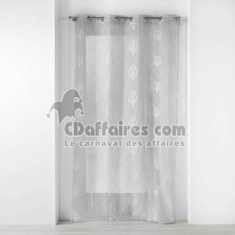 Voilage a oeillets 140 x 240 cm effet li brod&eacute; Sonata Gris