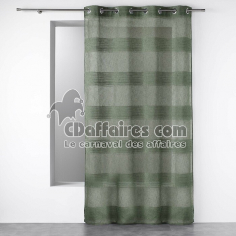 Voilage a oeillets 140 x 240 cm effet lin tisse fils chenille terraza Kaki