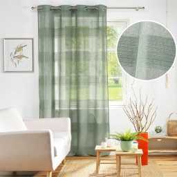 Voilage a oeillets 140 x 240 cm effet lin tisse fils chenille terraza Vert