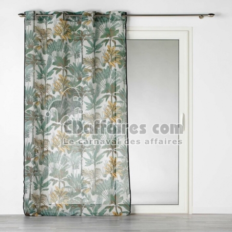 Voilage a oeillets 140 x 240 cm effet lin tiss&eacute;  imprim&eacute; balinesia Sans