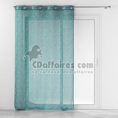 Voilage a oeillets 140 x 240 cm effet lin tiss&eacute; Solea P&eacute;trole