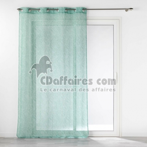 Voilage a oeillets 140 x 240 cm effet lin tiss&eacute; Solea Sauge