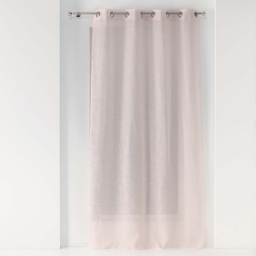 Voilage a oeillets 140 x 240 cm effet lin tiss&eacute; Zazy Rose