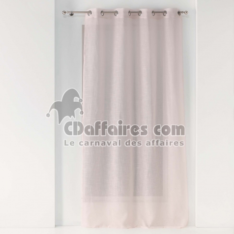 Voilage a oeillets 140 x 240 cm effet lin tiss&eacute; Zazy Rose