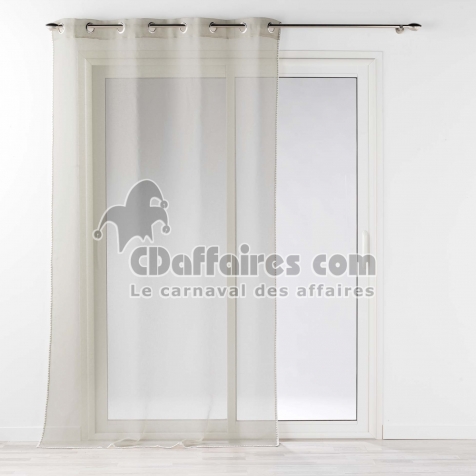 Voilage &agrave; oeillets 140 x 240 cm liser&eacute; blanc Louise Beige