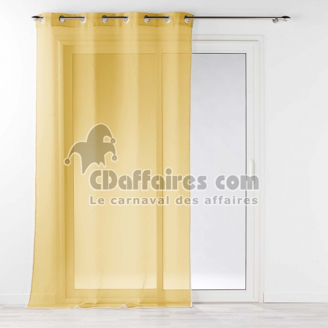 Voilage &agrave; oeillets 140 x 240 cm liser&eacute; blanc Louise Jaune miel