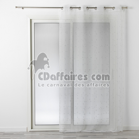 Voilage &agrave; oeillets 140 x 240 cm luminette fils metallises dixie Blanc/argent
