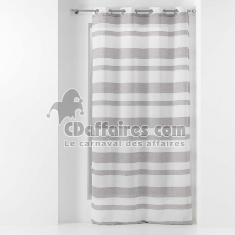 Voilage a oeillets 140 x 240 cm tiss&eacute; bayadere Palerma Blanc