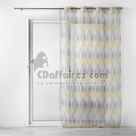 Voilage a oeillets 140 x 240 cm voile imprim&eacute; Winter green Jaune