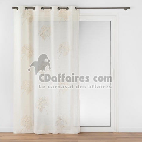 Voilage a oeillets 140 x 240 cm voile sab&eacute;e Lotus