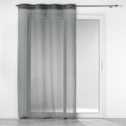 Voilage &agrave; oeillets 140 x 240  cm voile sabl&eacute; + bande velours cotel&eacute; Casual Gris