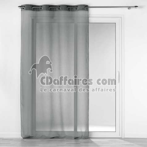 Voilage &agrave; oeillets 140 x 240  cm voile sabl&eacute; + bande velours cotel&eacute; Casual Gris