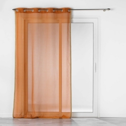 Voilage a oeillets 140 x 240 cm voile sable + bandes en jute Terracotta