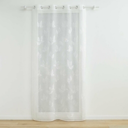 Voilage a oeillets 140 x 240 cm voile sabl&eacute; brod&eacute; Berry Blanc